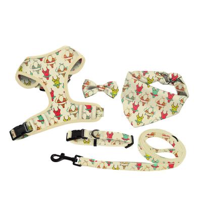 China Cost Effective Wholesale Print Padded Leashes Harness Set Soft Neoprene For Pets for sale