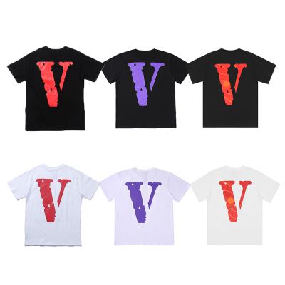 China High quality Anti-wrinkle lonely friends 2022 new V splashed white Big V Logo T-shirt Vlones short loose sleeved T-shirt for sale