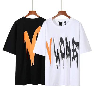 China Wholesale high quality Anti-wrinkle 2022 Monroe big V letter printed men's T-shirts hip-hop men's cotton short sleeves vlones for sale