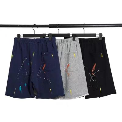 China QUICK DRY ink splatter old five high street graffiti gallery department graffiti dot letter pants GALLERY DEPARTMENT shorts hand-painted casual men and women for sale