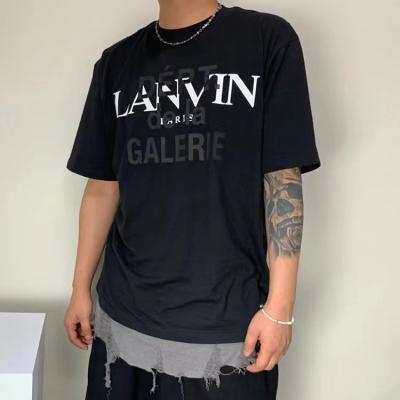 China Anti-Wrinkle Gallery Department Casual Loose Black And White LOGO Printing Loose Casual Joint Base Layer Short T-Shirt For Men for sale