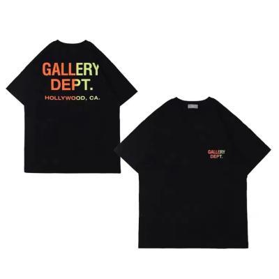 China Anti-Wrinkle Gallery Department High Street Retros Letter Print Colorful Oversized Pocket Couples High Quality Short Sleeve T-Shirt For Men for sale