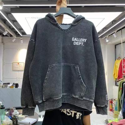 China Gallery department winter QUICK DRY letter printing wash water to make old retro more velvet men and women hoodie for sale