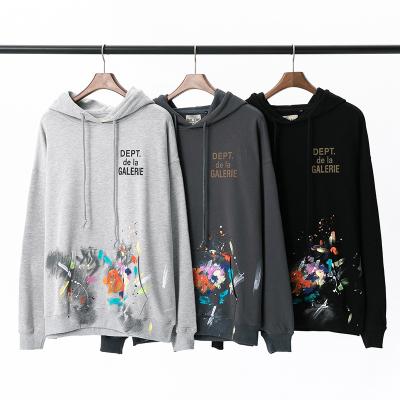 China QUICK DRY hand-painted ink splatter graffiti DEPARTMENT GALLERY old letter logo printed cotton terry Hoodie men's and women's top wholesale the same for sale