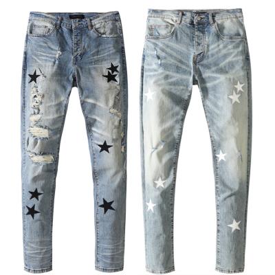 China 2021 Amirys 2021 new fire five jeans men's QUICK DRY super sharp star embroidery super trend wild simple mens tailored jeans for sale