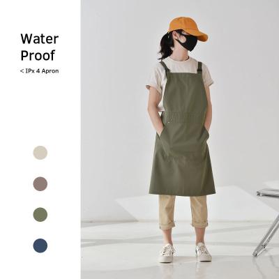 China Waterproof Waitress Apron with H Style Straps for Women Men, Cotton Canvas Apron for Artists Painting, Cooking Cooking Customized for sale