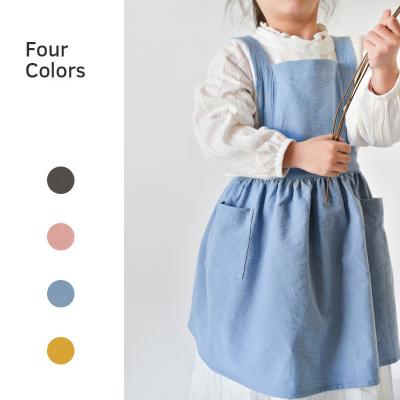 China Wholesale Custom Washable Kids Aprons For Girls Cooking Child Canvas Cotton Kids Aprons Baking Set for sale