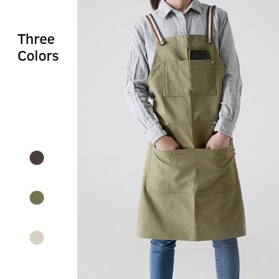 China Durable Canvas Denim BBQ Apron For Men With Pockets Waterproof Wholesale Adjustable Cross Back Bib For Kitchen Cooking Baking Cleaning for sale