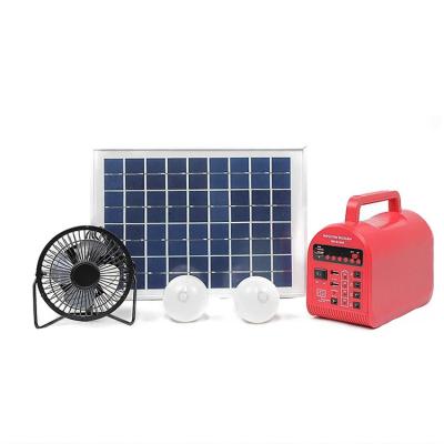 China Home Solar Rechargeable Solar Power System Kit For Portable Outdoor Music Fm Radio Lighting System Storage Battery With Fan for sale