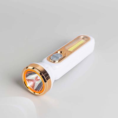 China Wholesale Environmental Protection Energy Saving USB Flashlight Portable Rechargeable Solar Powered Waterproof Led Plastic Solar Torches For Emergency Lighting for sale