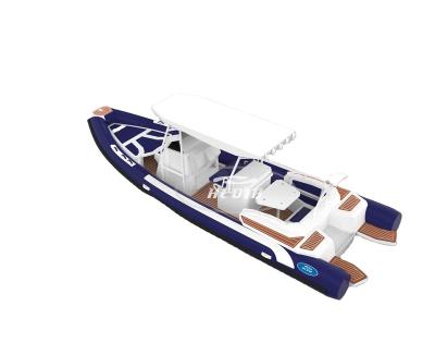 China Special design available on your demand 27ft 8m SP800 RIB Hypalon Inflatable luxury family fun rowing boat with 300HP engine front sundeck for sale