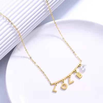 China Wholesale Romantic Letter Love JM Pendant Gold Plated Stainless Steel Necklace Choker Pendant Necklace for sale