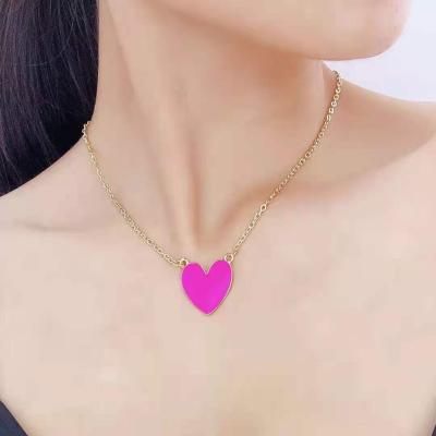 China JM OEM Romantic Oil Drop Heart Shape Colorful Pendant Necklace Sterling Silver Necklace for sale