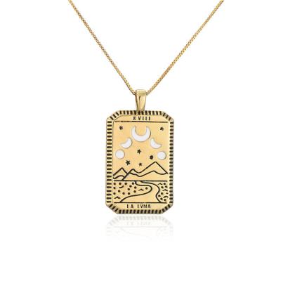 China New JM Stainless Steel Classic Punk Logo Necklace Gold Plated Main Pendant Necklace For Women for sale