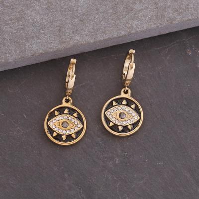 China JM Punk Fashion Earrings Women Stainless Steel Blue Eye Luxury Pendant for sale