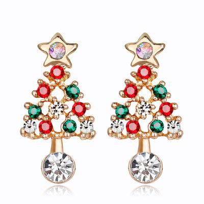 China 2021fashion JM Religious Christmas Tree Shape With Clorfully Earrings Christmas Jewelry for sale