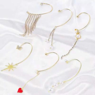 China OEM 2021fashion JM FASHION Earrings Trend Tassel Drop Stone Long Earring For Women Cuff Earring for sale