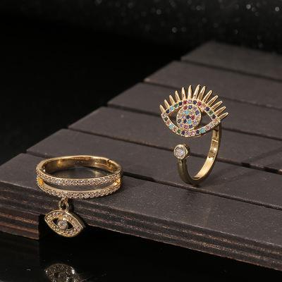 China BOHEMIA JM Hot Selling OEM Adjustable Opening Eye Rings 925 Sterling Silver Gemstone Open Rings for sale