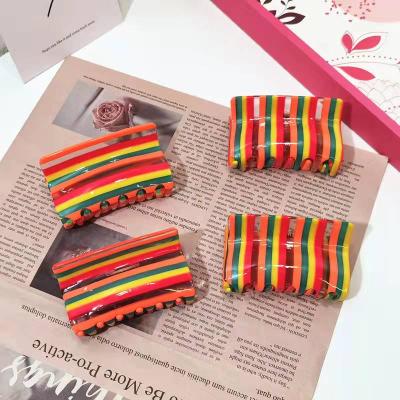 China Popular Hot Selling JM Design Rainbow Colors Acetate Hair Claw Clip European and American Style for sale