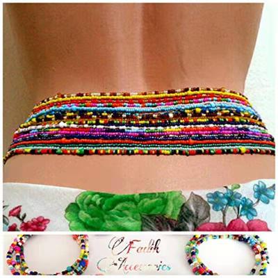 China Long Color Keeping JM Ghana Wholesale Custom African Gypsy Multi Layer Chain Set Colorful Pearl Rice Seed Bead 7pcs Size for sale