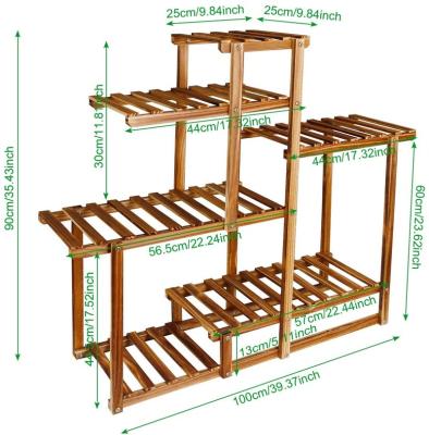 China Foldable Wooden Plant Stand Stretch Plants Indoor Multi-Tiered Stylish Bamboo Storage Shelf Flower Ladder Corner Tiered Plant Stand for sale