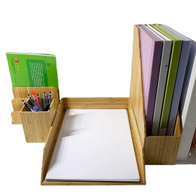 China Office Wooden Bamboo Desk Document Tray File Letter Paper Holder for sale