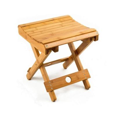 China 100% Natural Bamboo Folding Stool For Shaving Shower Indoor Or Outdoor Use XHSHB010 for sale