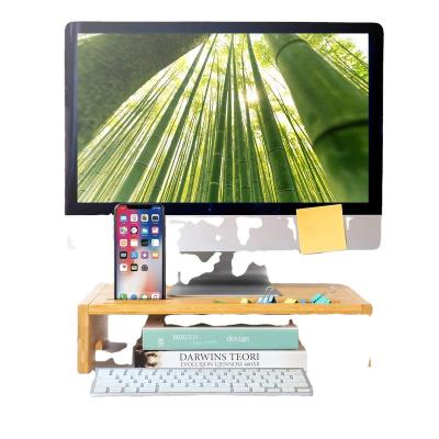 China Receive Strong Bamboo Monitor Stand 16 Inch Computer Monitor Riser Stand - Bamboo Desk Office Monitor Table Organizer for sale