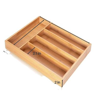 China Sustainable Kitchen Drawer Organizer, Bamboo Utensil Holder Cutlery Makeup Jewelry Silverware Tray for Kitchen, Office, Bathroom, Cabinet for sale