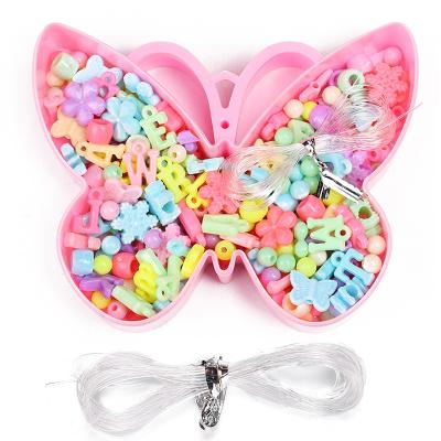 China Fashoin Custom Children's DIY Beaded Box Material Butterfly Love Box Make Jewelry Components and Accessories Acrylic Colorful Beads for sale