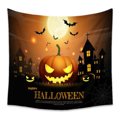 China Halloween Fun Witch Pumpkin Crow Wall Tapestry Waterproof Wall Hanging Lovely Tapestry For Home Decor for sale