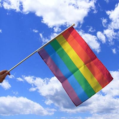 China Cheap 100% Polyester Polyester Custom Printed Mini Gay Pride Lgbt Hand Flag For Promotion for sale