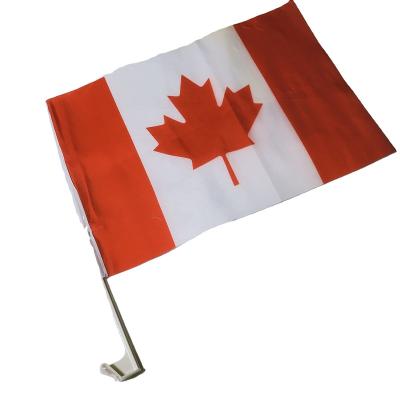 China 100% Polyester Material Sublimation 12*18inch Custom Car Window Flag 30*45cm Canada Canadian Car Flag With Plastic Pole for sale