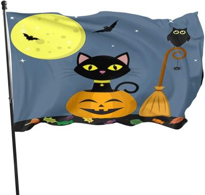 China Eye Catching Thumbs Up Halloween Black Cat Owl Bat Pumpkin Candy Flag 3x5 Happy Feet for sale