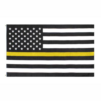 China Waterproof Thin Yellow Line Gold Security Guards Loss Prevention 3x5 Feet Flag for sale