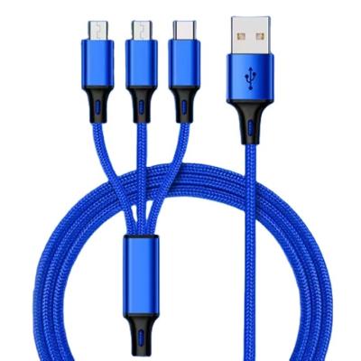 Chine FEITUN 2022 2M Video Game Player 3 In 1 Micro USB Type C Charger Cable Usb Multi Left Nylon Braid Usb Charging Cable For Mobile Phone Cables à vendre