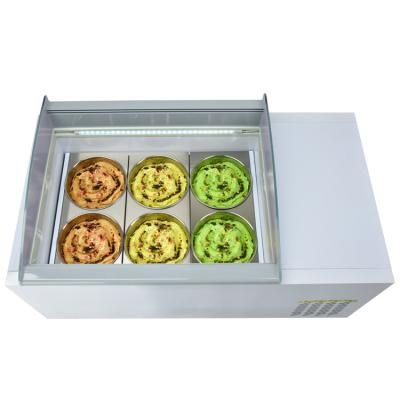 China Free Shipping Single-temperature Fridge Freezer Ice Cream Showcase/North America 6 Pans Gelato Showcase/Fridge Ice Cream Display Showcase for sale