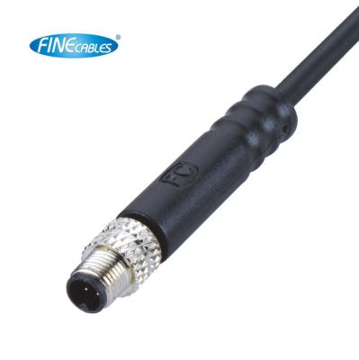 China Waterproof IP67 Power Cable Circular 3Pin 4 Pin Coding A Straight Molded M5 Male Connector for sale