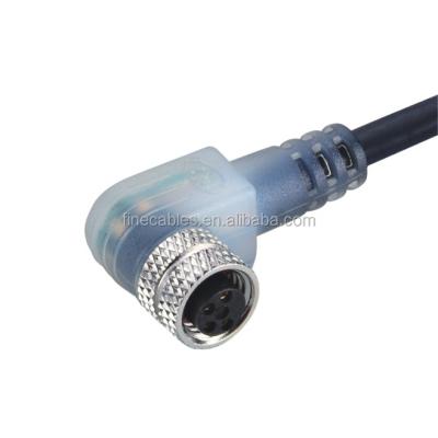 China Automotive Waterproof IP67 IP69K 90 Degree M8 Circular Female 4P Rectangle Molding Connector With LED Indicator for sale