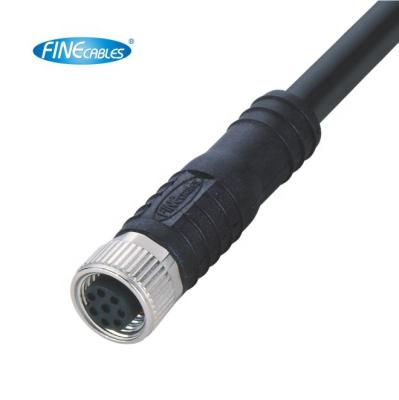 China Automotive Industrial M8 A/B Coding Molded Waterproof Cable 3/4/6/8pin IP67 Female Straight Connector For Signal for sale