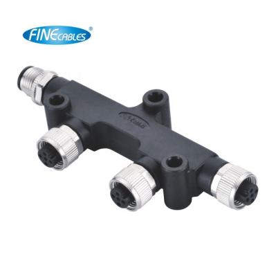 China Waterproof M12 Automotive Multi Way Male To 3*Female 4T Splitter ip67 5P 8P Electrical Plug With 1X3 for sale