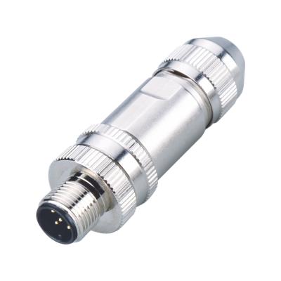 China Automotive Metal Shell Full Shielded Straight Pin M12 Code 8 Joint A Joint A IP 67 Automotive Screw Connector Field Wirable Automotive Connector for sale