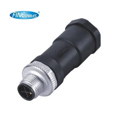 China Finecables M12 Automotive Electrical Cable Field Assembly S Coding Waterproof Connector for sale