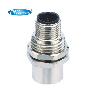 China Finecables Automotive Male To Female A Code Fix Screw Waterproof M12 Panel Mount Straight Connector for sale