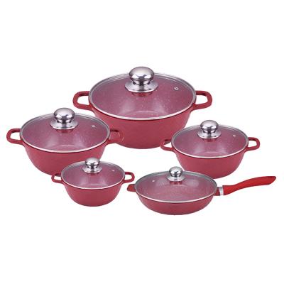 China Non Sustainable High Quality 10 Pieces Multifunction Aluminum Stick Pop Up Pan And Pots Set for sale