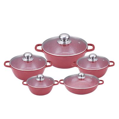 China Die Cast 10 Piece Sustainable Cookware Set Non-Stick Cookware Set Aluminum Cookware for sale