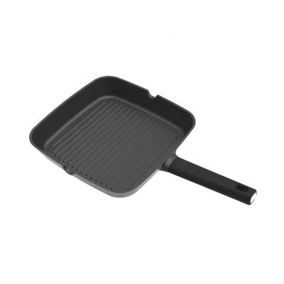 China General Use For Promotional Gas Induction And Induction Cooker Cookware Marble Nonstick Frying Pan Grill Pan Skillet With Coating Spout for sale