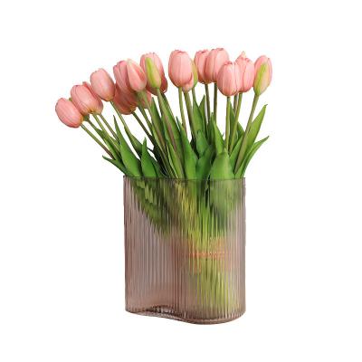 China Tulips Realistic Artificial Flowers Wedding Handheld Simulation 5 Sticks Dutch Tulips for sale