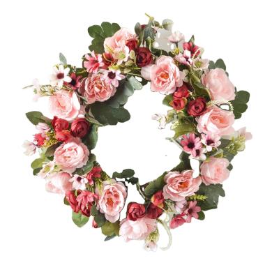 Cina I fiori artificiali di seta di rosa adorabile avvolge Front Door Wedding Decorative Wreaths in vendita