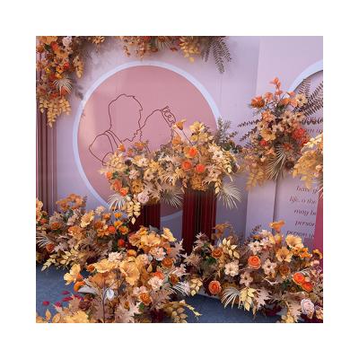 China Silk Flowers Wedding Party Supplies Orange Simulated Plastic Wedding Decor for sale